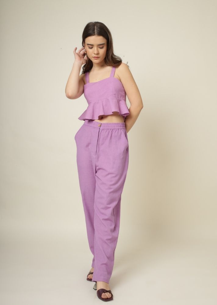 A Model Wearing Purple Organic Cotton Wu Purple Top, curated by Only Ethikal