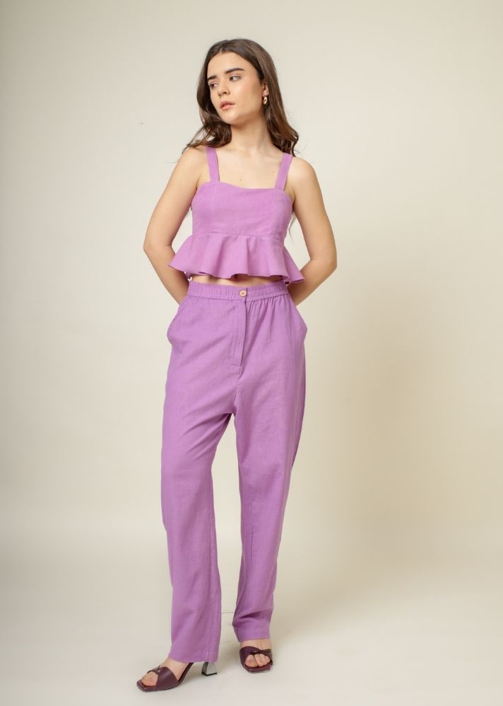 A Model Wearing Purple Organic Cotton Wu Purple Set, curated by Only Ethikal