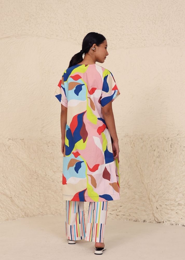 A Model Wearing Multicolor Cotton Morgan Print Co-Ord, curated by Only Ethikal