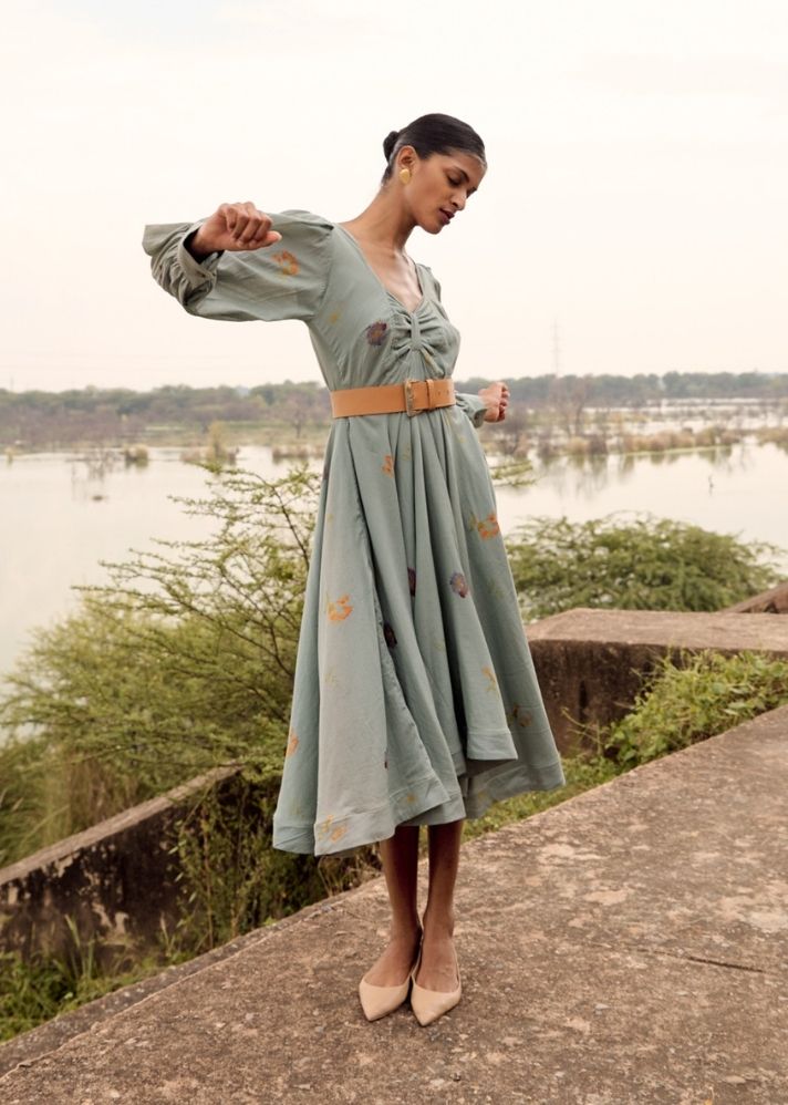 A Model Wearing Multicolor Pure Cotton Osprey Dress, curated by Only Ethikal