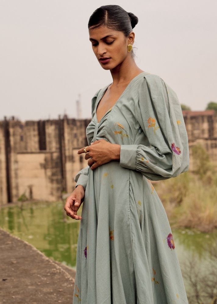 A Model Wearing Multicolor Pure Cotton Honeycreeper Dress, curated by Only Ethikal