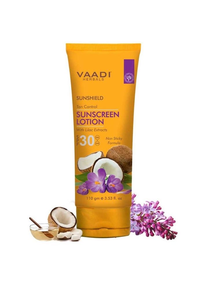 Product image of Vaadi Organics Organic Sunscreen Lotion SPF 30 wth Coconut & Lilac Extract, curated by Only Ethikal