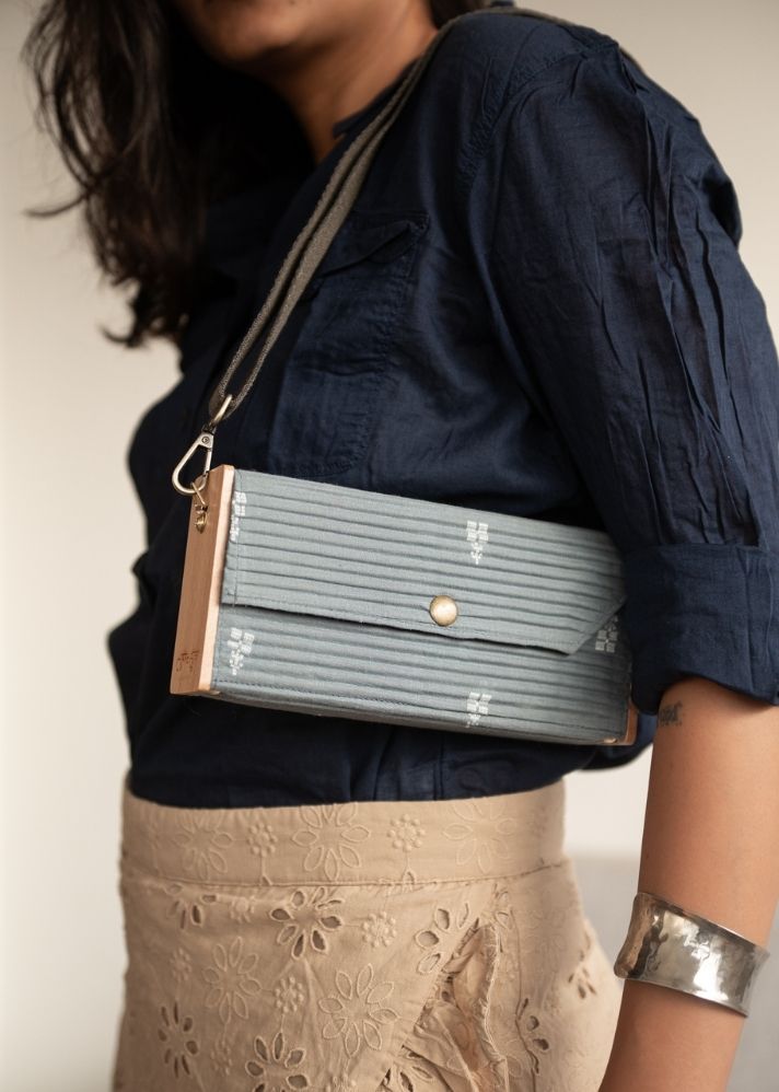 Product image of Grey Upcycled Cotton Ash Gray Mini Clutch - Single Sleeve, curated by Only Ethikal