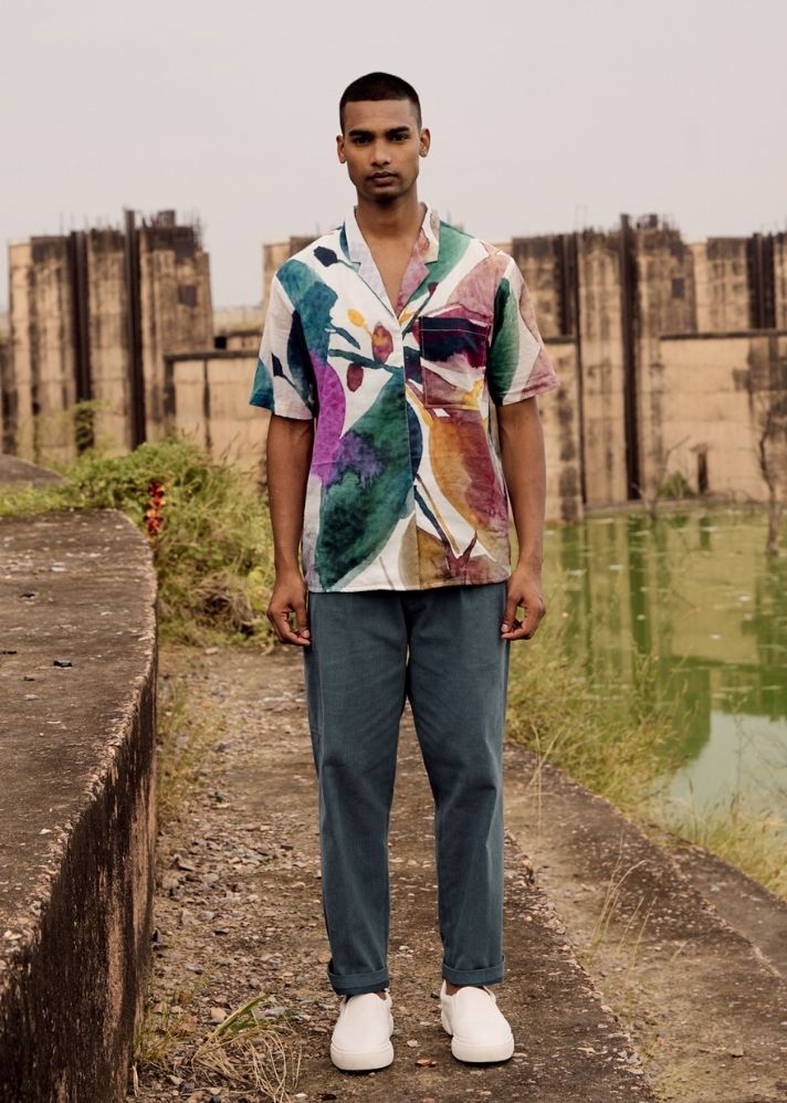 A Model Wearing Multicolor Pure Cotton Jay Shirt, curated by Only Ethikal