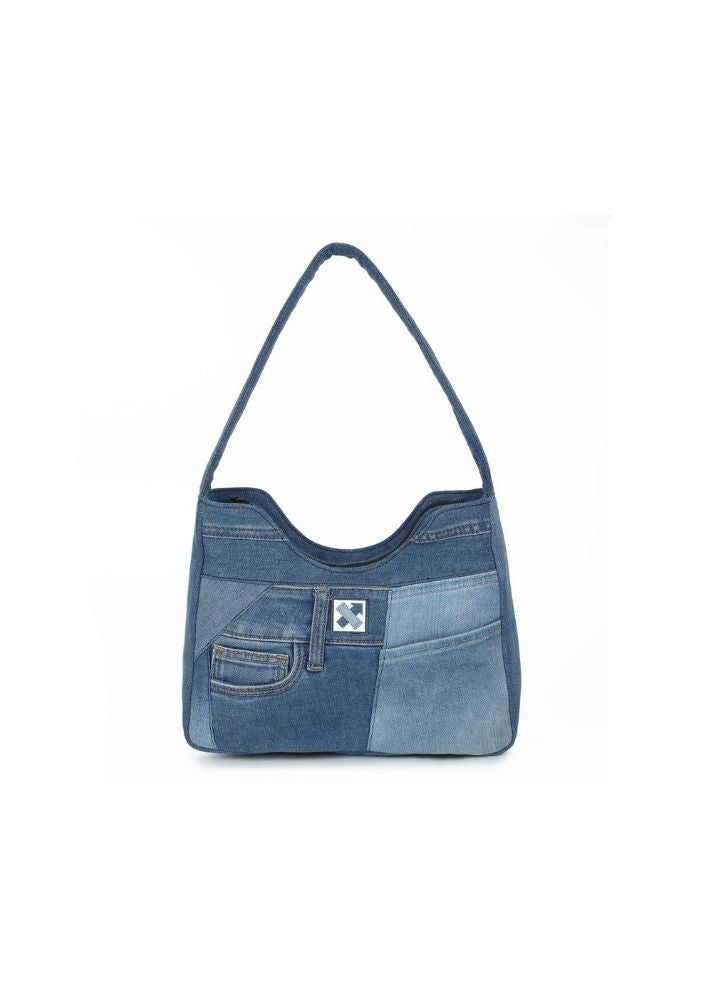 Product image of Blue Upcycled Denim Denim Hobo Shoulder Bag- 222.2, curated by Only Ethikal