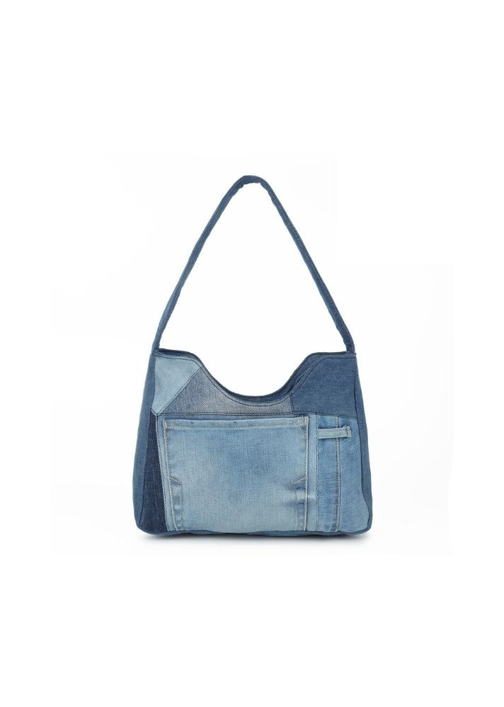 Product image of Blue Upcycled Denim Denim Hobo Shoulder Bag- 222.2, curated by Only Ethikal
