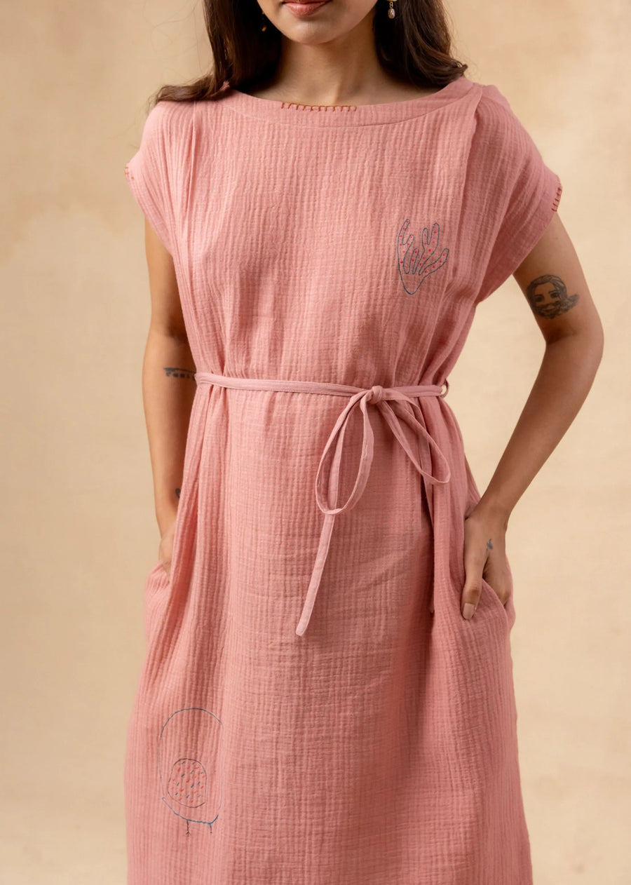 Erna Organic Cotton Dress With Waist Belt