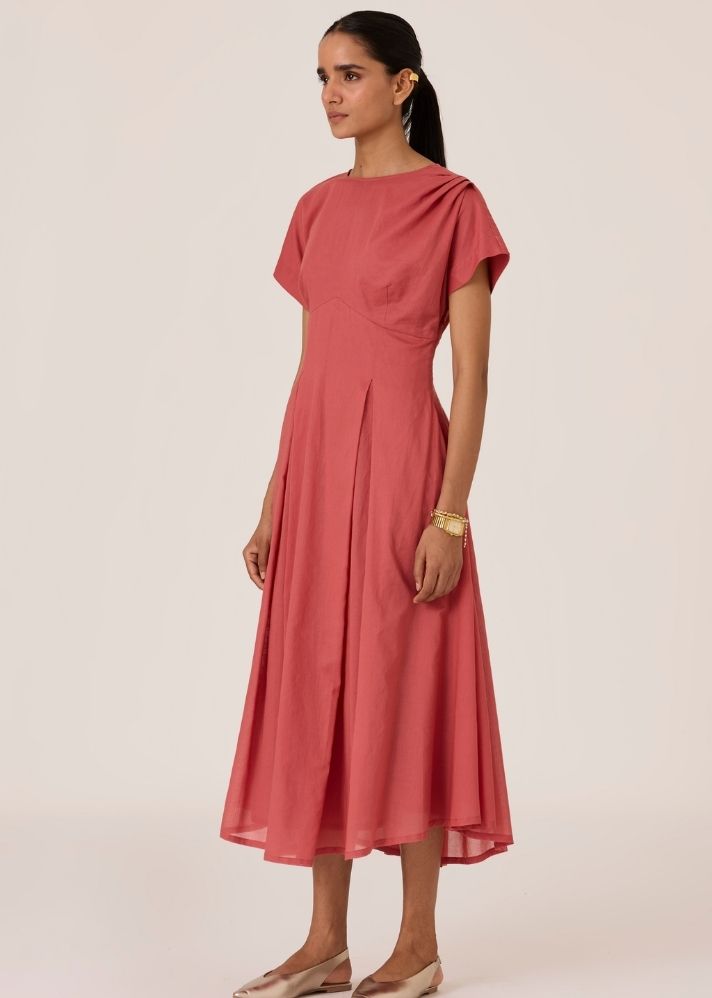 Sead Rouge Pleated Midi Dress