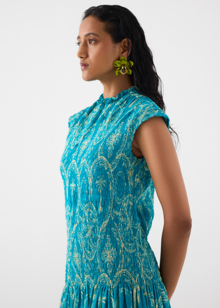 Coconut Palm Ruching Dress