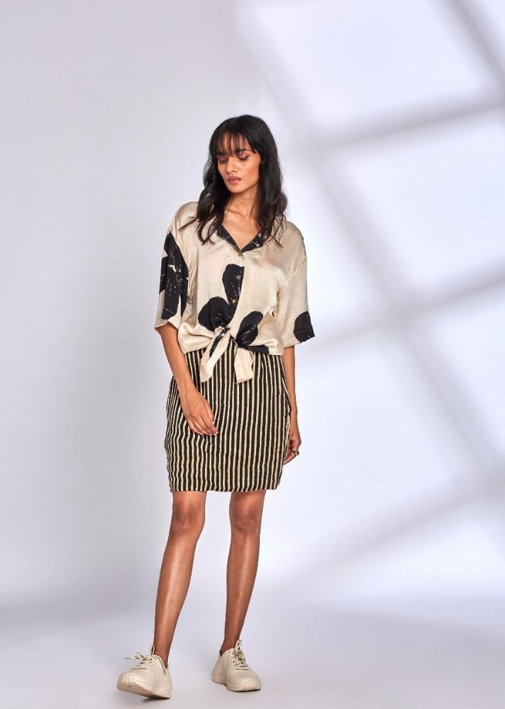 A Model Wearing Multicolor Modal Silk Willow Shirt, curated by Only Ethikal