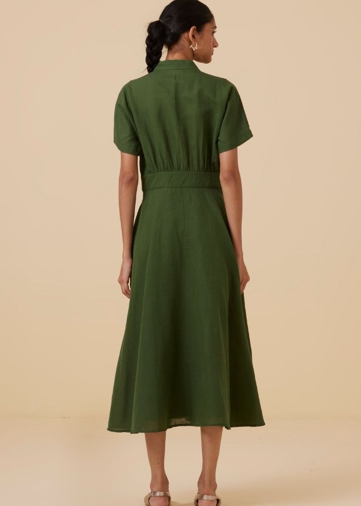 Miyake Green Midi Dress