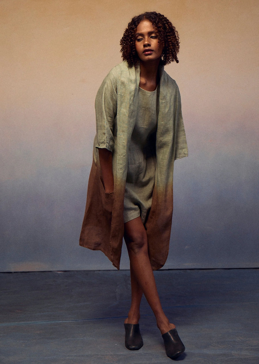 A Model Wearing Multicolor LINEN Joy Suit-Ombre Jumpsuit, curated by Only Ethikal