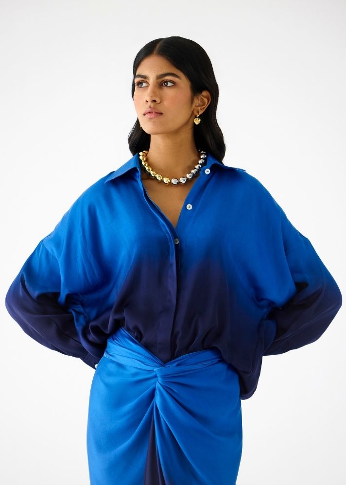 Royal Draped Shirt Dress