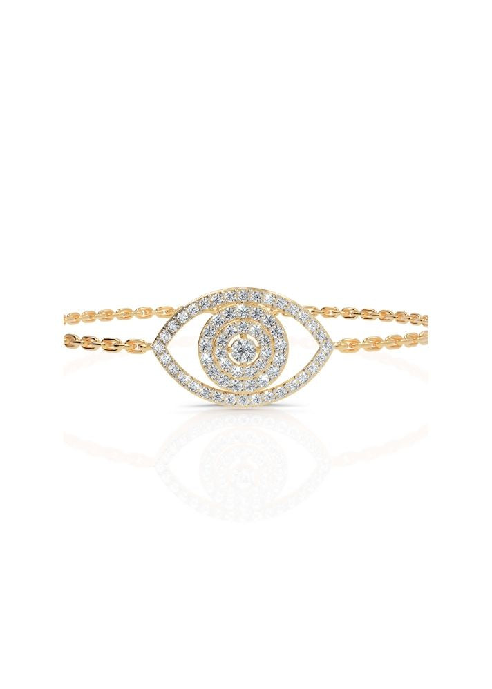 Product image of Yellow Gold, White Gold, Rose Gold 18K gold set with Etically Lab Grown Diamonds Evil Eye Bracelet, curated by Only Ethikal