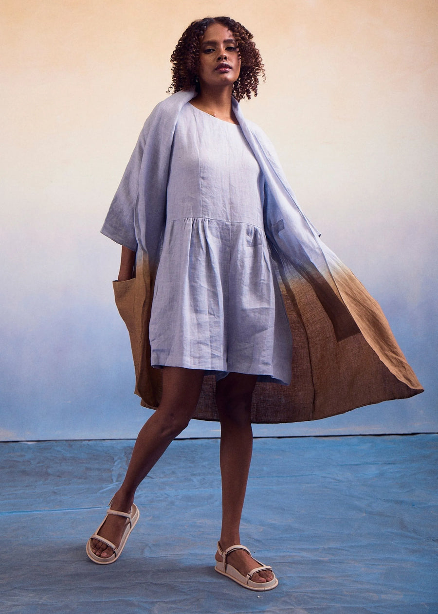 A Model Wearing Multicolor LINEN Joy Suit-Ombre Jumpsuit, curated by Only Ethikal