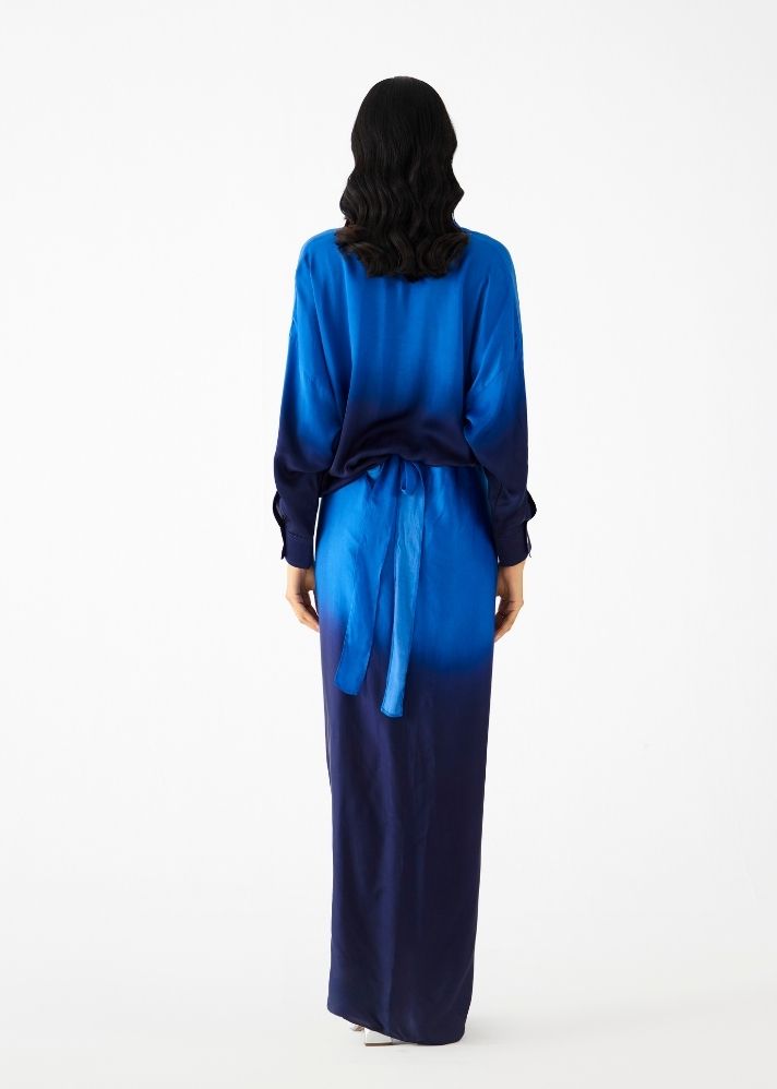 Royal Draped Shirt Dress