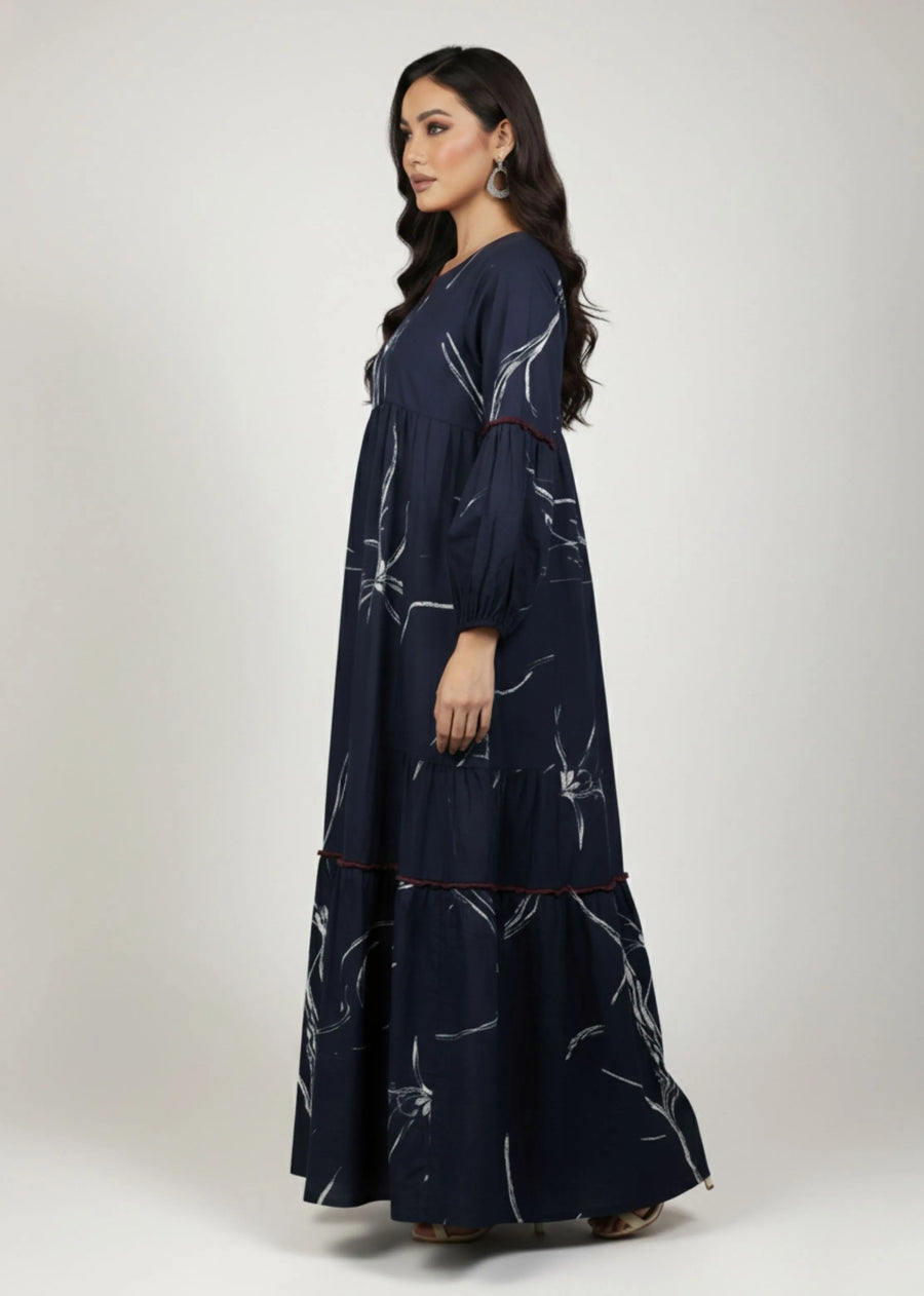 Midnight Bloom Tiered Maxi Dress