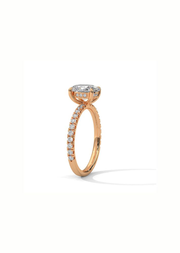 Oval Cut Solitaire Ring With 34 Diamonds-Cat0138