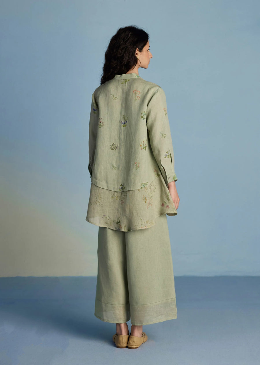 Leina A- Line Linen Co-Ord Set-Mint