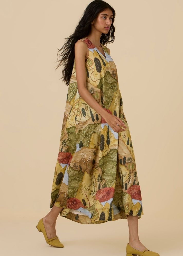 Riaz Ochre Print Maxi Dress