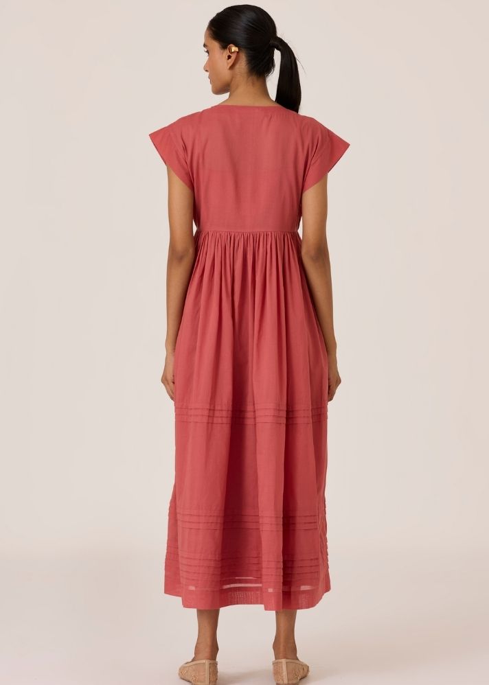 Aelia Rouge Pleated Midi Dress