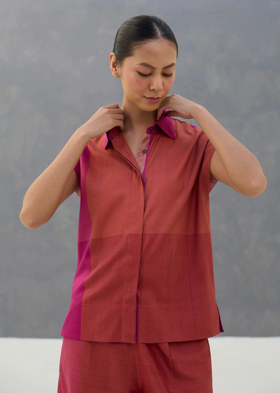 Aana Cap-Sleeve Eri Silk Shirt - Rose