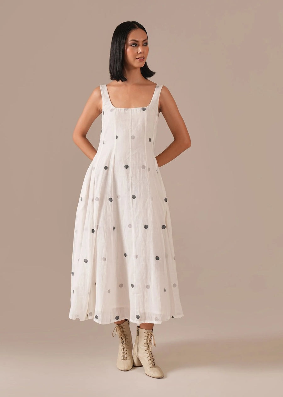 A Model Wearing Multicolor Pure Cotton Pearl Spark Dress, curated by Only Ethikal