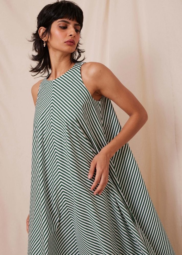 Audric Dress - Green Stripe