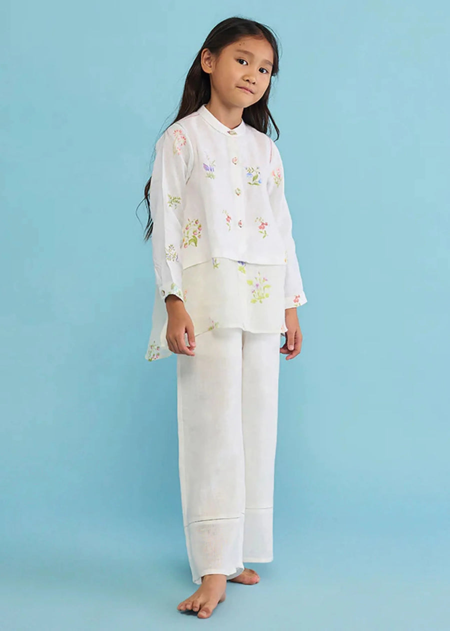 Kids Mapa Linen Culottes -White