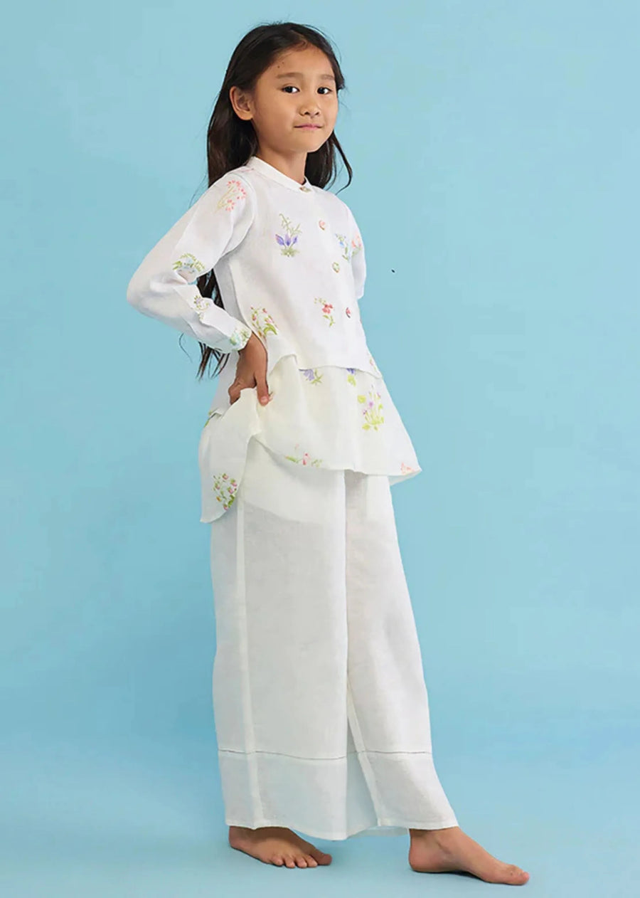 Kids Mapa Linen Culottes -White