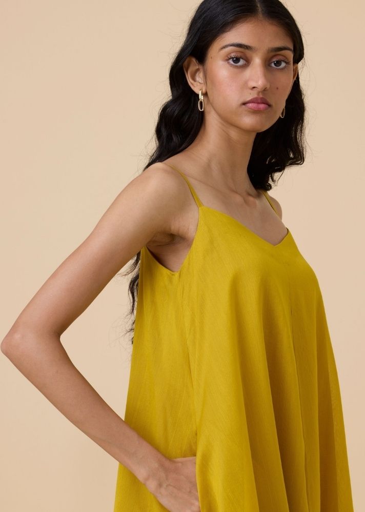 Inaya Yellow Handwoven Resort Dress