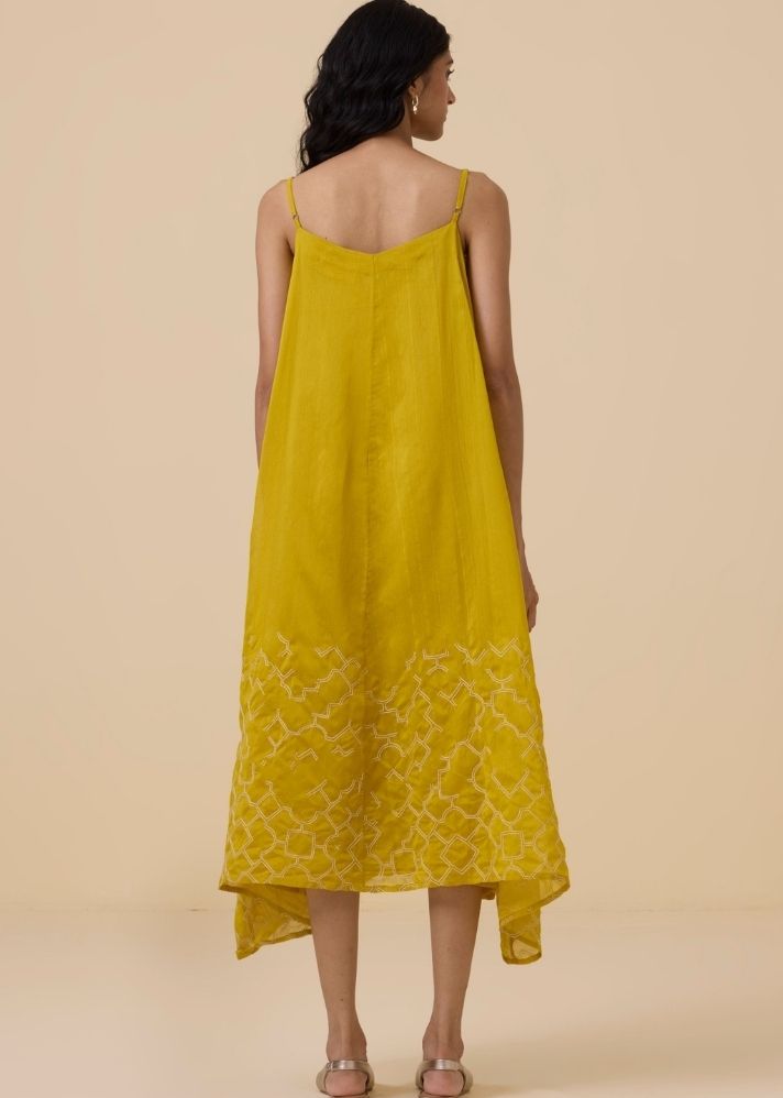 Inaya Yellow Handwoven Resort Dress