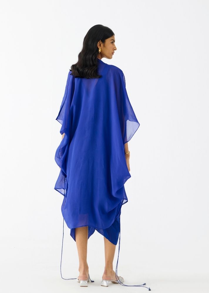 Royal Midi Dress With Organza Cape