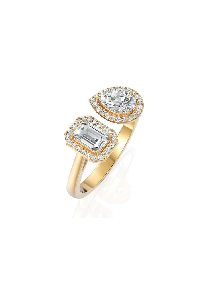 Product image of Yellow Gold, White Gold, Rose Gold 18K gold set with Etically Lab Grown Diamonds Pear And Emerald Cut Ring, curated by Only Ethikal