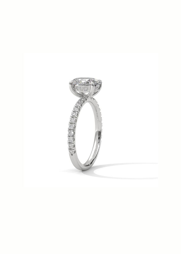 Oval Cut Solitaire Ring With 34 Diamonds-Cat0138