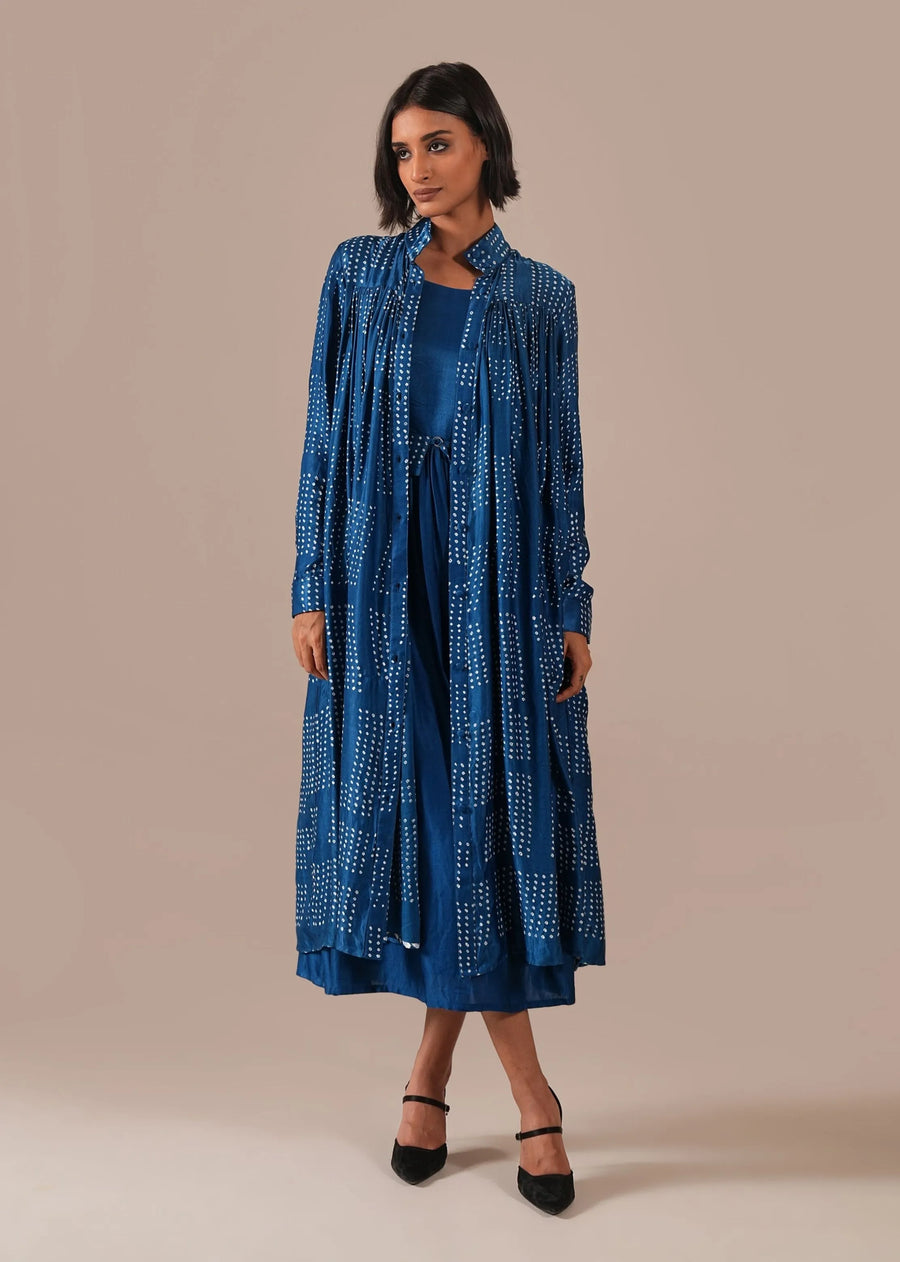 A Model Wearing Blue Silk Blooming Aura Co-Ord Set, curated by Only Ethikal