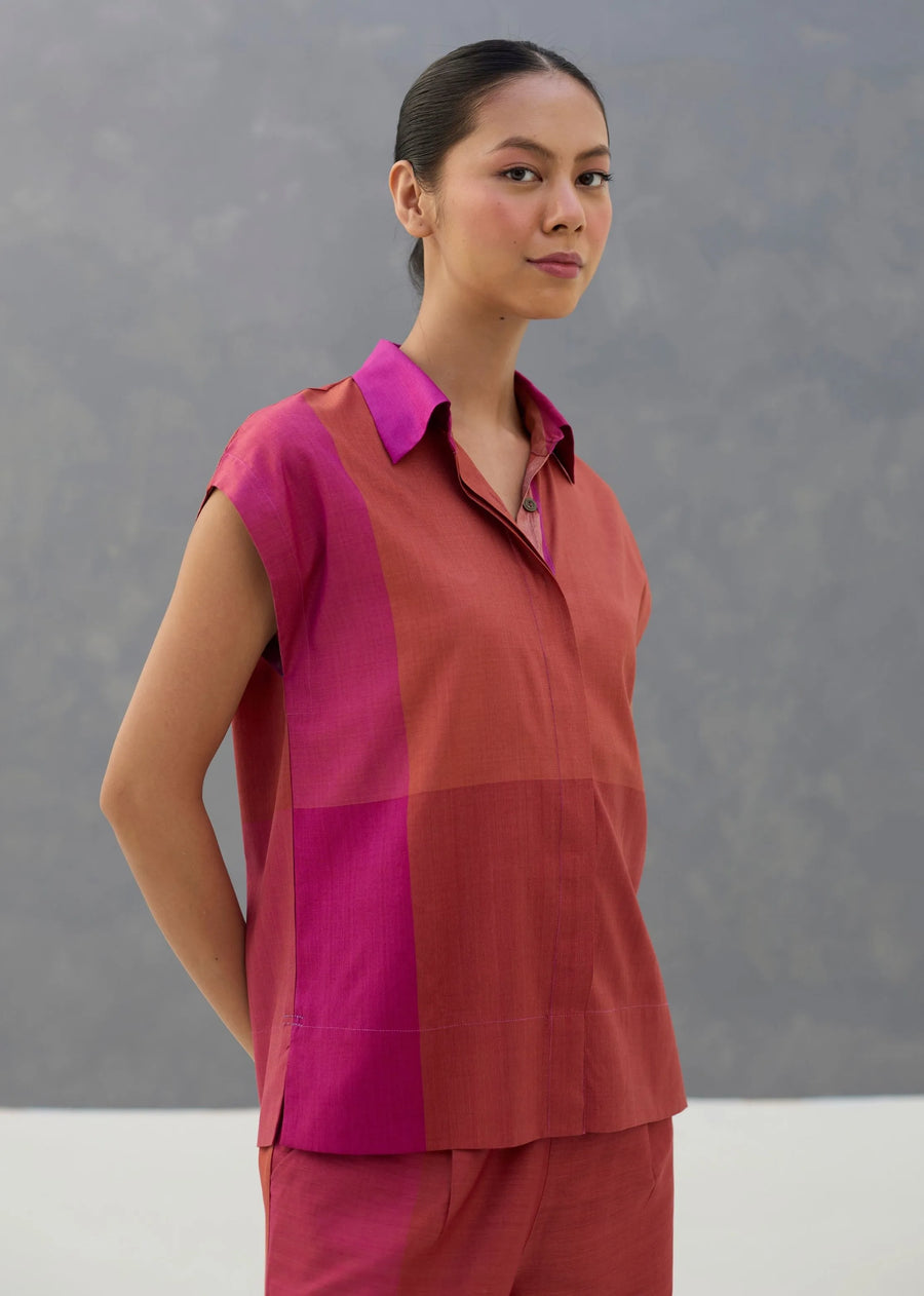 Aana Cap-Sleeve Eri Silk Shirt - Rose