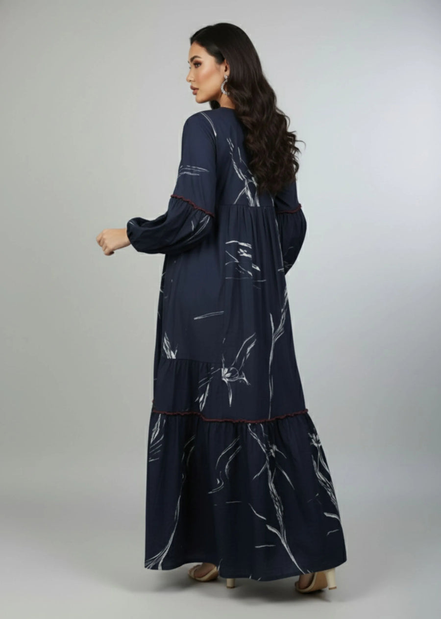 Midnight Bloom Tiered Maxi Dress