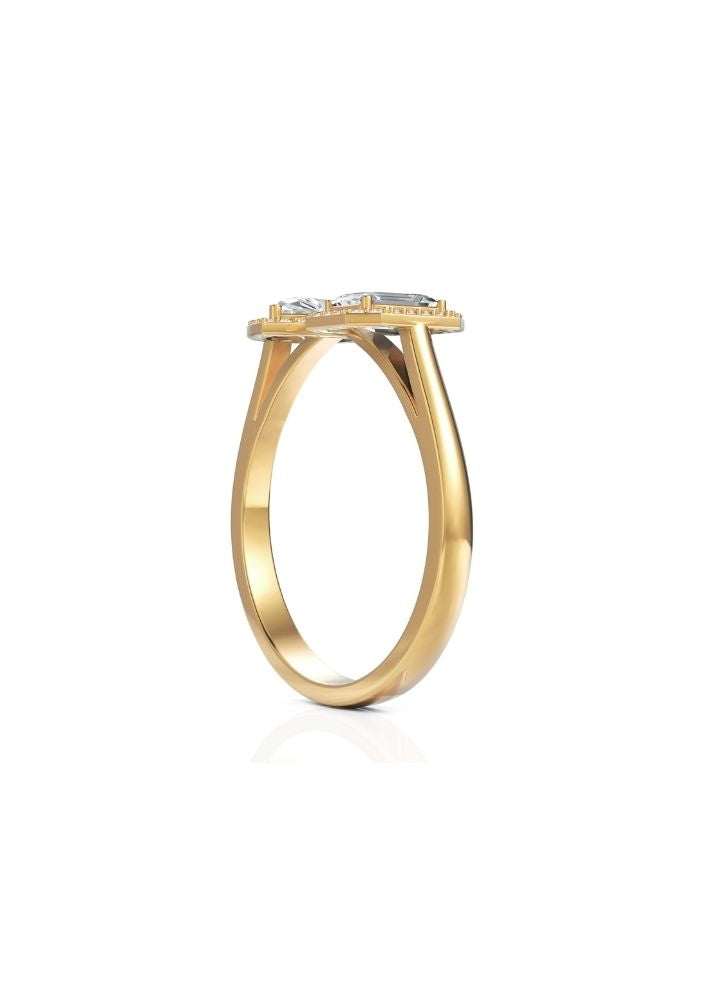 Product image of Yellow Gold, White Gold, Rose Gold 18K gold set with Etically Lab Grown Diamonds Pear And Emerald Cut Ring, curated by Only Ethikal