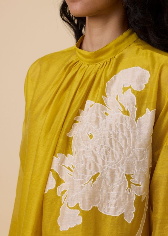 Aira Yellow Handwoven Embroidered Dress