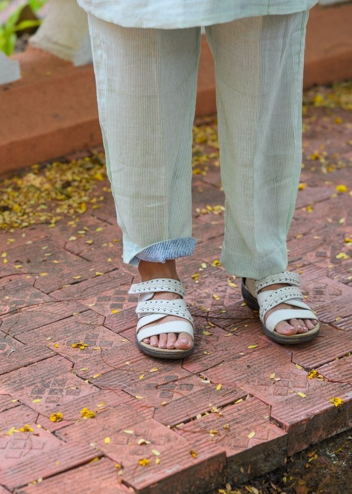 A Model Wearing White Pure Cotton Rita Branca Pant, curated by Only Ethikal