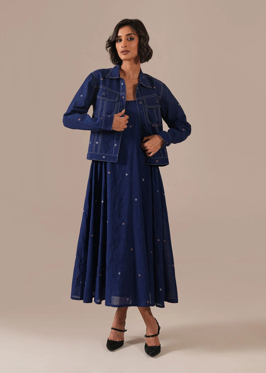 A Model Wearing Blue Pure Cotton Sapphire Glow Co-Ord Set, curated by Only Ethikal