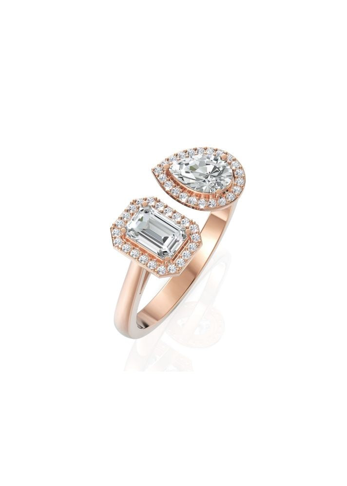 Product image of Yellow Gold, White Gold, Rose Gold 18K gold set with Etically Lab Grown Diamonds Pear And Emerald Cut Ring, curated by Only Ethikal