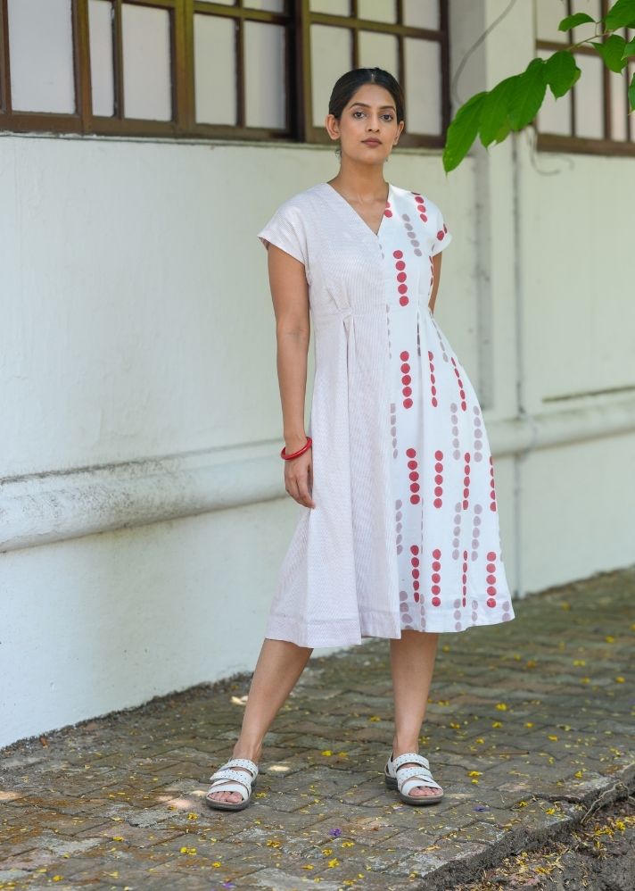 A Model Wearing Multicolor Pure Cotton Alva Maria Dress, curated by Only Ethikal