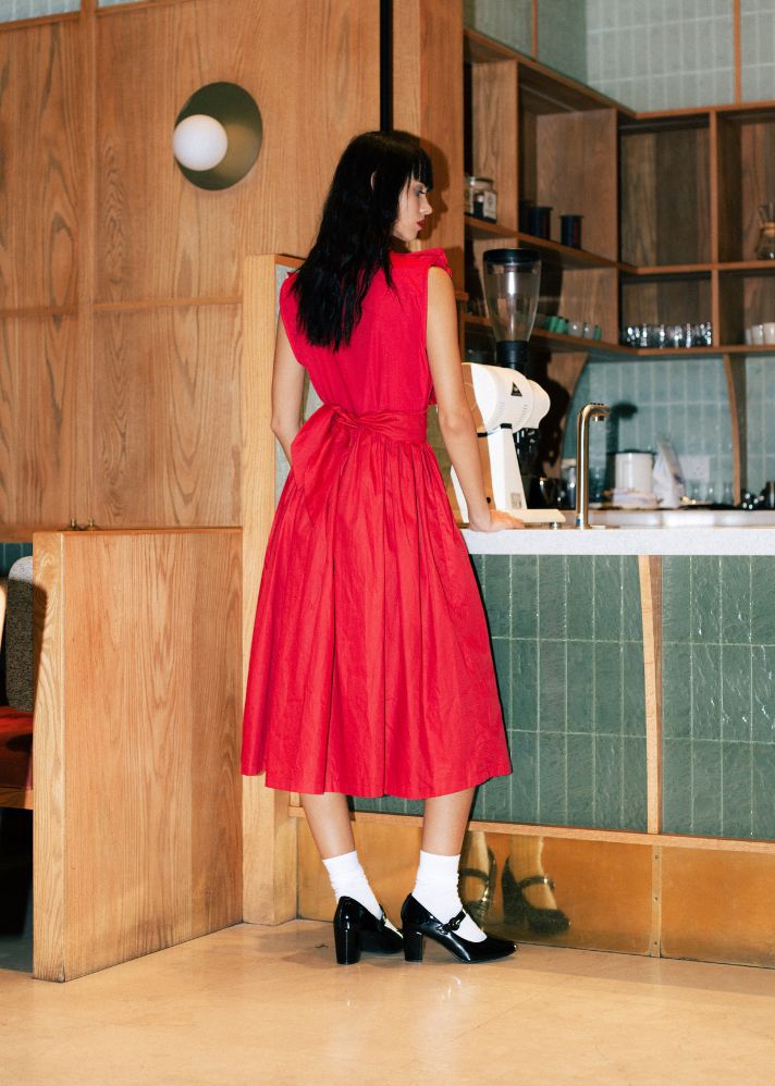 Agnes Red Pleated Dress