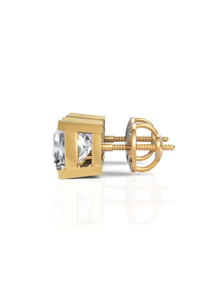 Product image of Yellow Gold, White Gold, Rose Gold 18K gold set with Etically Lab Grown Diamonds Square Solitaire Earrings, curated by Only Ethikal