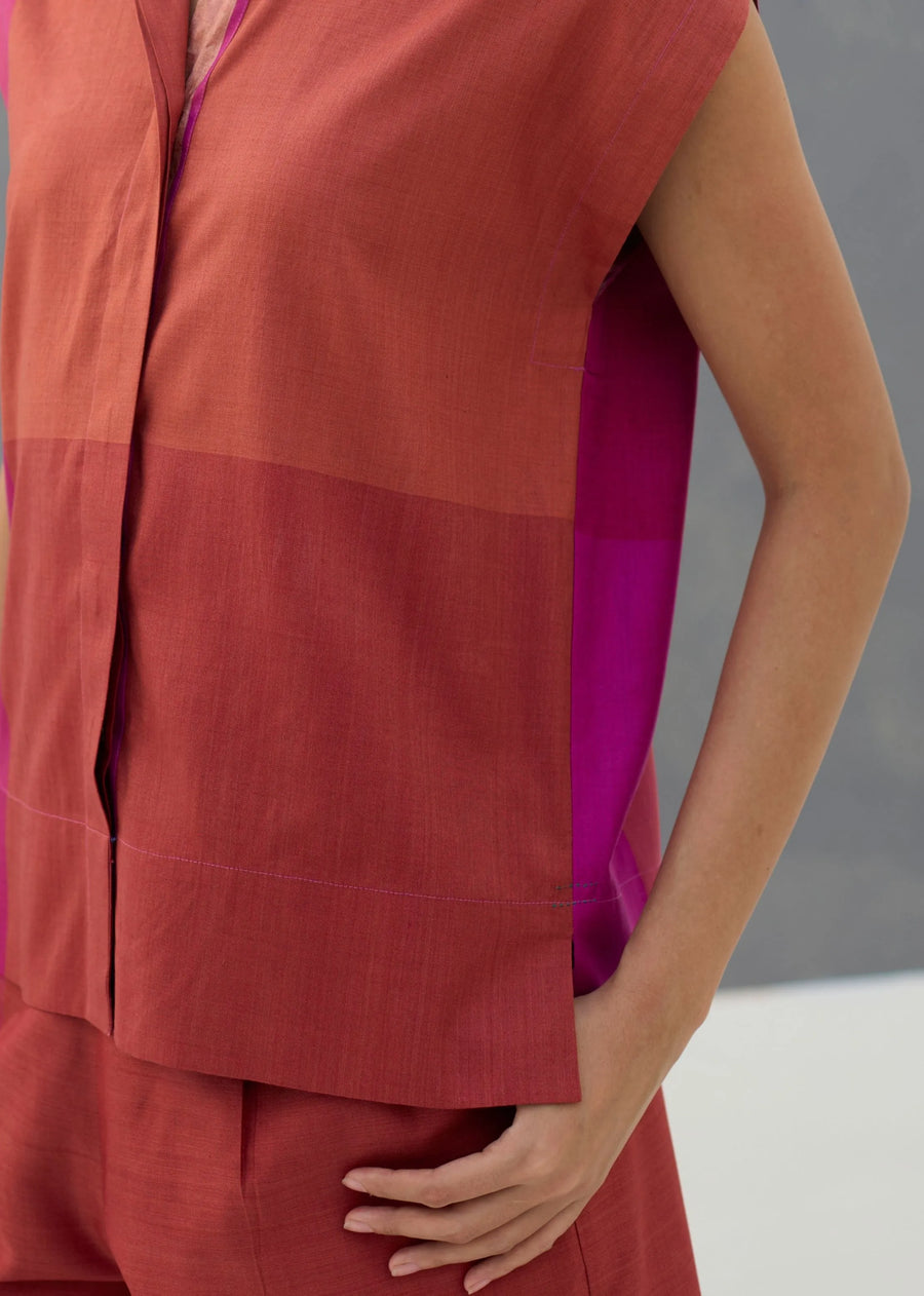 Aana Cap-Sleeve Eri Silk Shirt - Rose