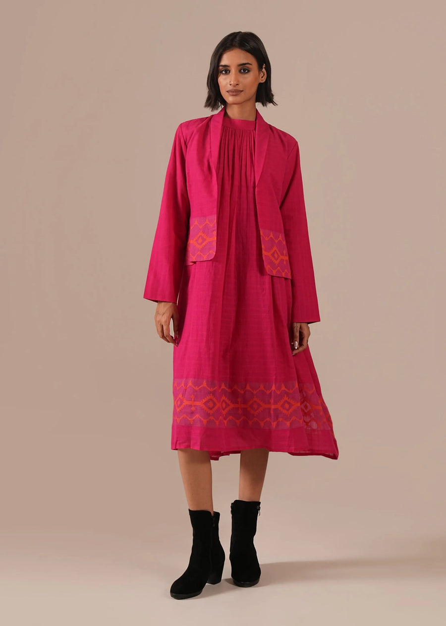 A Model Wearing Multicolor Pure Cotton Pink Aura Co-Ord Set, curated by Only Ethikal