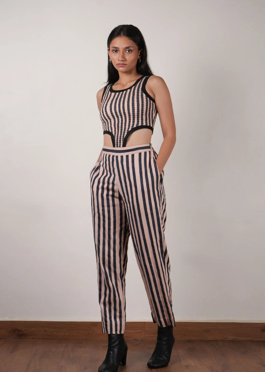 Pink with Charcoal Block Printed SE Pants