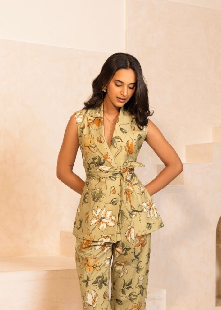 Ready To Ship- Monstera Blazer Set Multicolor